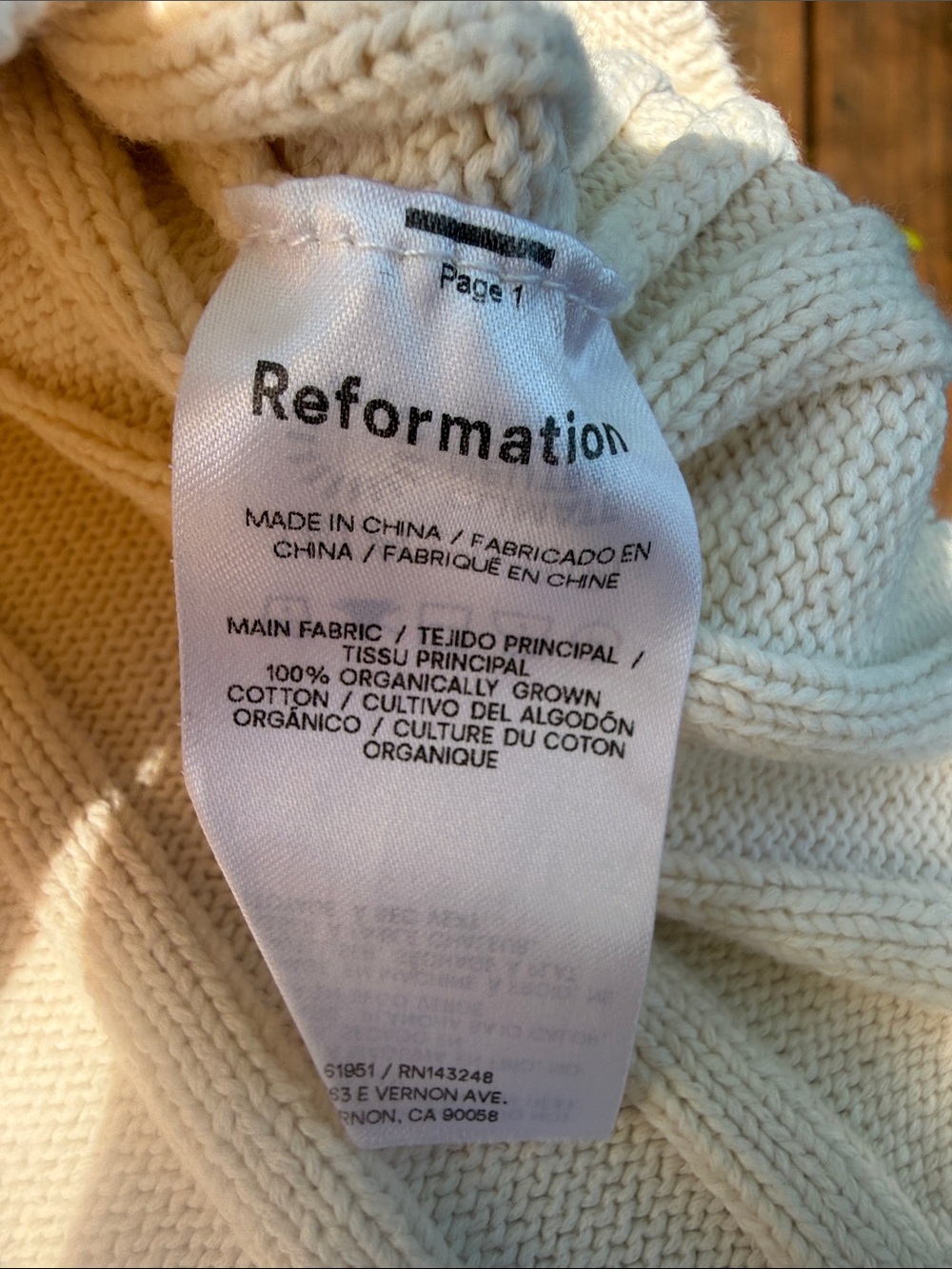 Reformation Callie cotton rib knit top M white cream - Picture 5 of 5